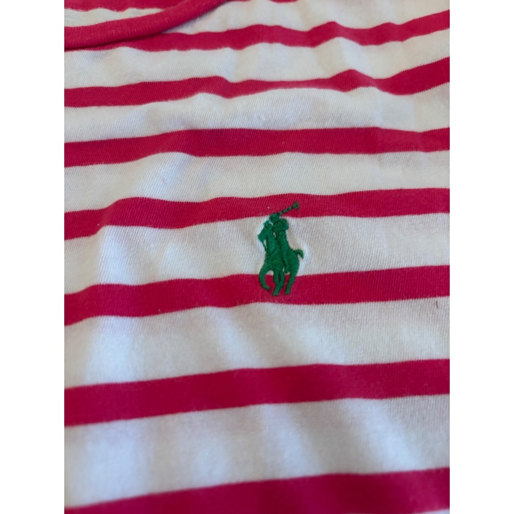 Ralph Lauren T-Shirt Women L Pink Excellent Striped Crewneck Short Sleeve